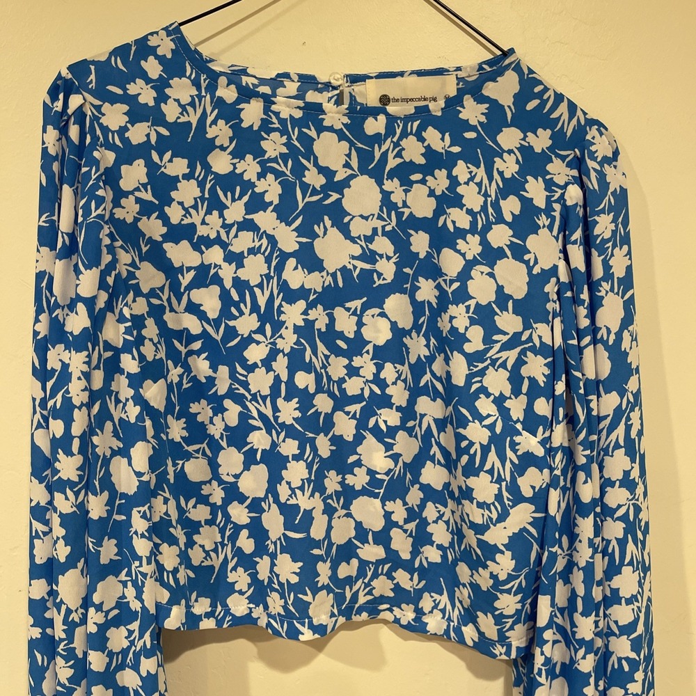 The Impeccable Pig sz M balloon Sleeve Cropped floral - Picture 2 of 9